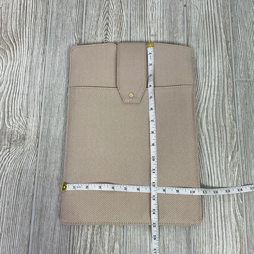 Lindsay Albanese Limited Edition Daily Laptop Clutch Beige Chevron Tablet Chrome